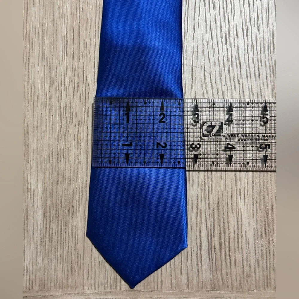 Classic Solid Pre knotted, zipper Neckties - 2 Black(2”W) & 1 Royal Blue(2.5”W)